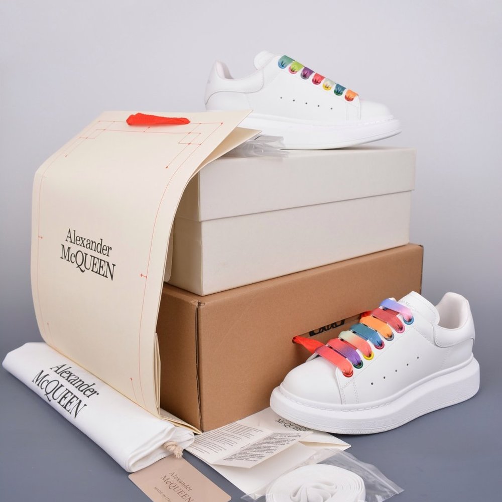 Alexander McQueen fashion little white shoes rainbow
